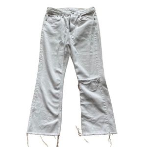 Rag & Bone Marilyn High Waist Crop Flare White Distressed